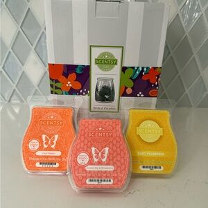 NIB Scentsy Birds of Paradise Full Size Warmer plus Scentsy Wax Bars (Set of 3)